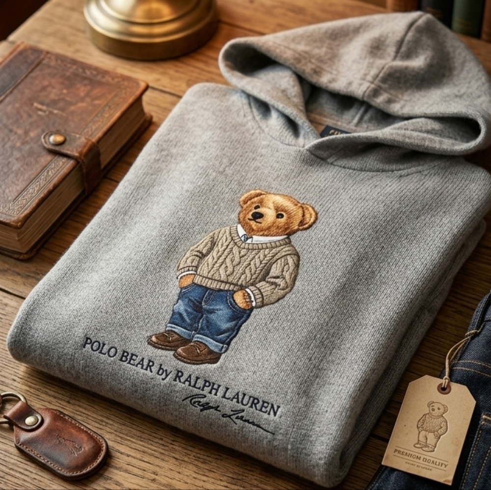 Polo by Ralph Lauren Gray Bear Hoodie - Picture 2 of 7